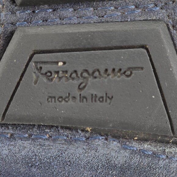 Salvatore Ferragamo Italy Parigi Gancini Men's 9 Blue Suede Dress Shoes Loafers - Picture 11 of 11